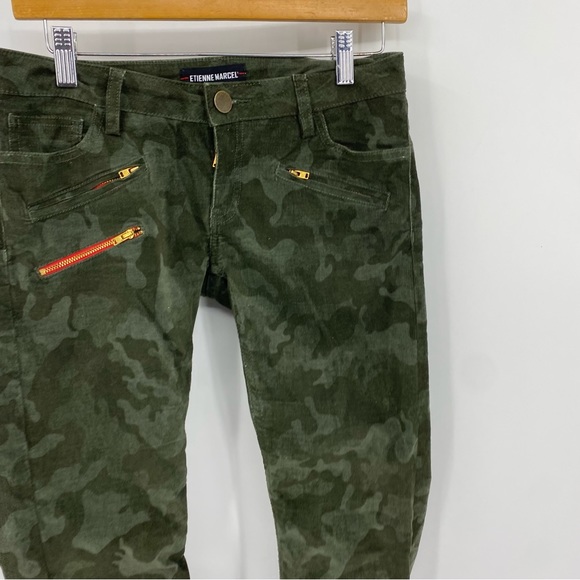 Etienne Marcel Los Angeles Camo Multi Zip Skinny Corduroy Pants Green 26 - Picture 7 of 11